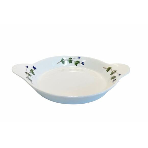 Le Cordone Bleu White Round Ceramic Au Gratin Baking Dish Hand Painted Floral - Picture 3 of 8